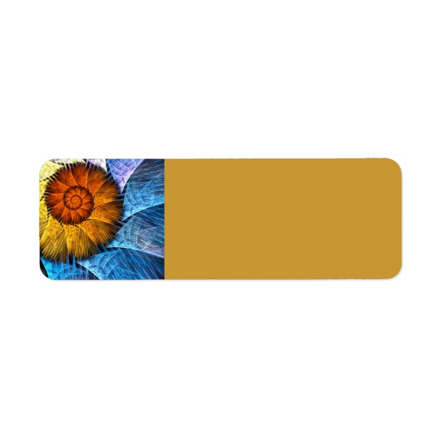 Étiquette Floral Orange Bleu Jaune Art Abstrait (Devant)