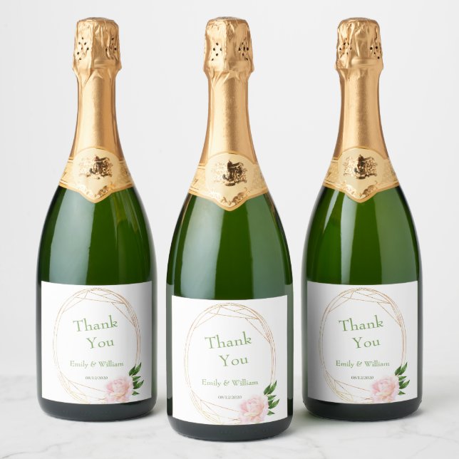 Étiquette floral pétillant de bouteille de vin ver (Bouteilles)