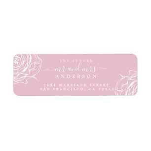 Étiquette Floral Pink Future M. Mme Mariage Retour Adresse
