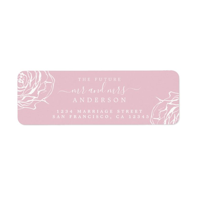 Étiquette Floral Pink Future M. Mme Mariage Retour Adresse (Devant)