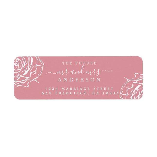 Étiquette Floral Pink Future M. Mme Mariage Retour Adresse (Devant)