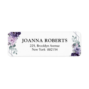 Étiquette Floral Plum violet Argent Floroms Mariage géométri