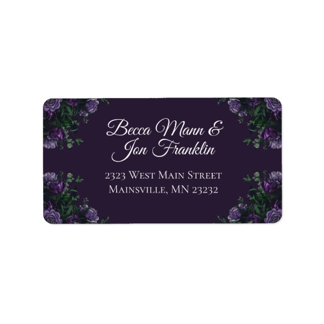 Étiquette Floral pourpre foncé élégant mariage gothique (Devant)