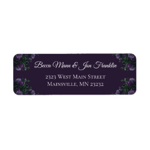 Étiquette Floral pourpre foncé élégant mariage gothique