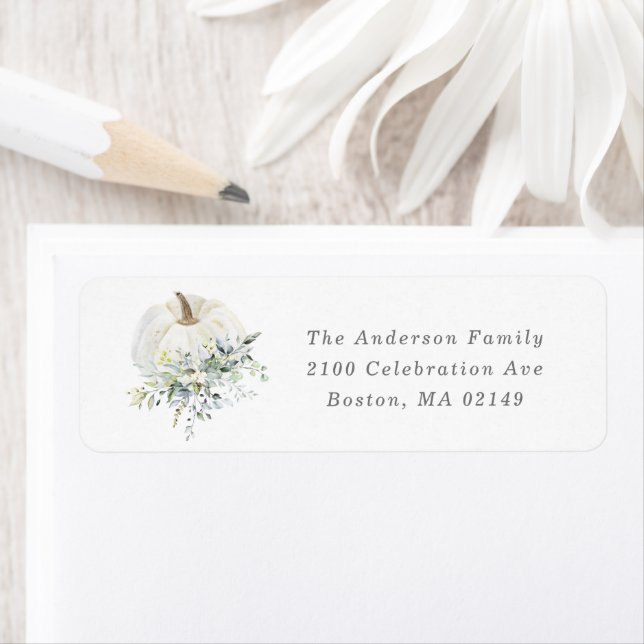 Étiquette Floral Pumpkin Return Address Label (En situation)