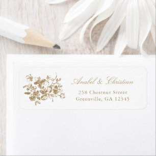 Étiquette Floral Rose Gold Elegant Adresse de retour