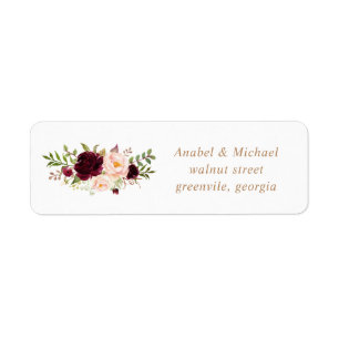 Étiquette Floral rougissent l'adresse élégante de mariage de