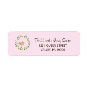 Étiquette Floral Sleeping Deer Girl Retourner Adresse Étiqu