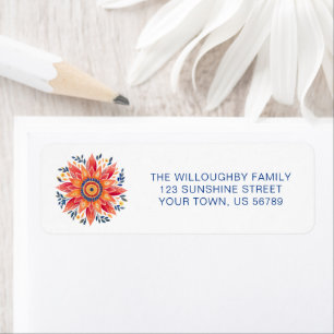 Étiquette Floral Sunburst Nouvelle adresse