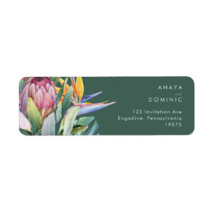 Étiquette Floral tropical coloré   Adresse de retour verte