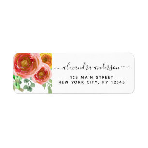Étiquette Floral Watercolor Blooming Spring Return Adresse