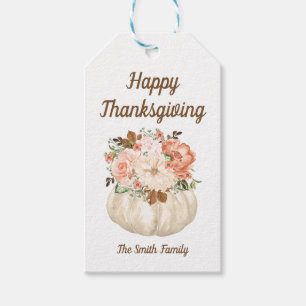 Étiquette florale de cadeau de bon thanksgiving d