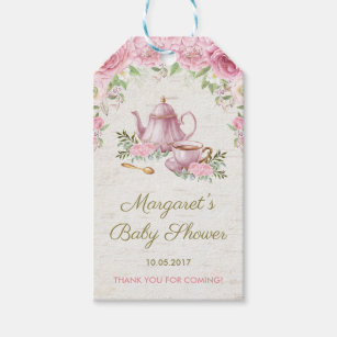 Étiquette florale de cadeau de faveur de thé de