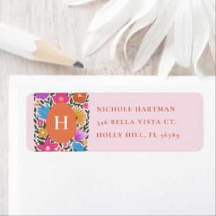 Étiquette Florales colorées OEuf de Pâques Monogramme Adress
