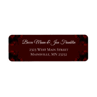 Étiquette Flore rouge profond Élégant Mariage gothique