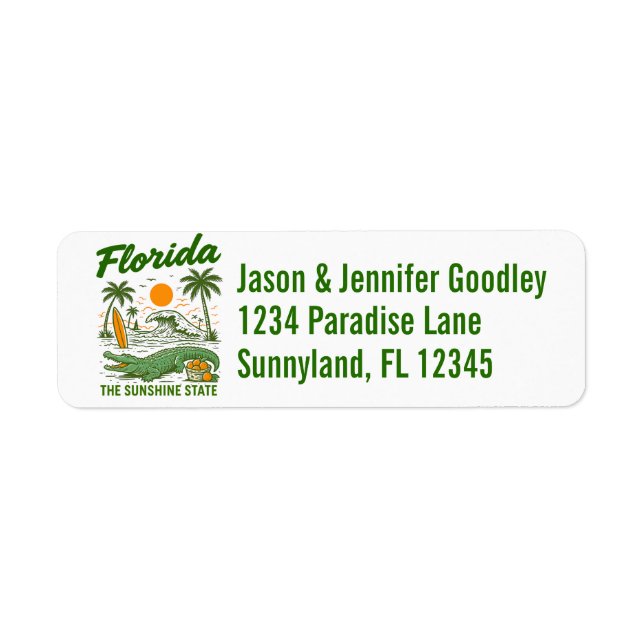 Étiquette Floride Classique - État Ensolleillé  (Devant)
