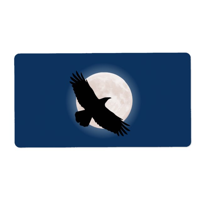 Étiquette Flying raven avec la lune derrière elle (Devant)