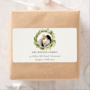 Étiquette Folithe Winter Wreath Christmas Adresse photo