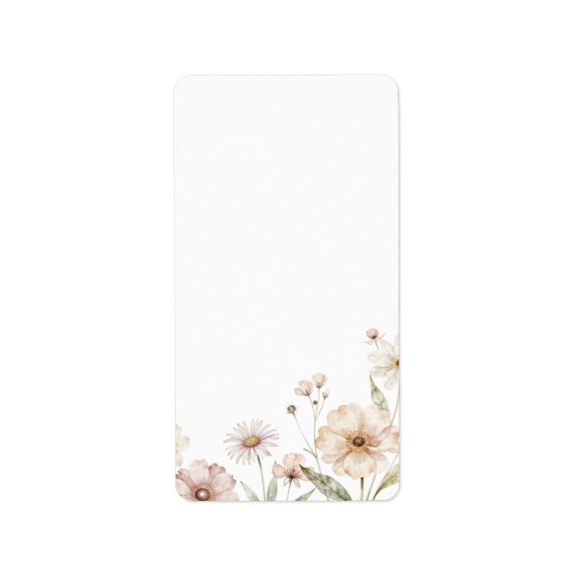 Étiquette Fond aquarelle de bordure de fleurs sauvages douce (Devant)