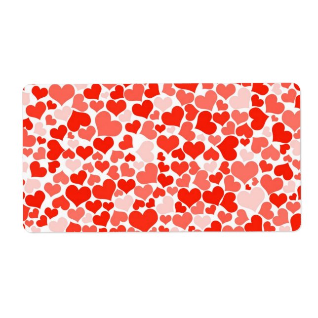Étiquette Fond de coeurs rouges (Devant)