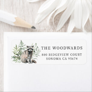 Étiquette Forest Watercolor Woodland Raccoon Adresse de reto
