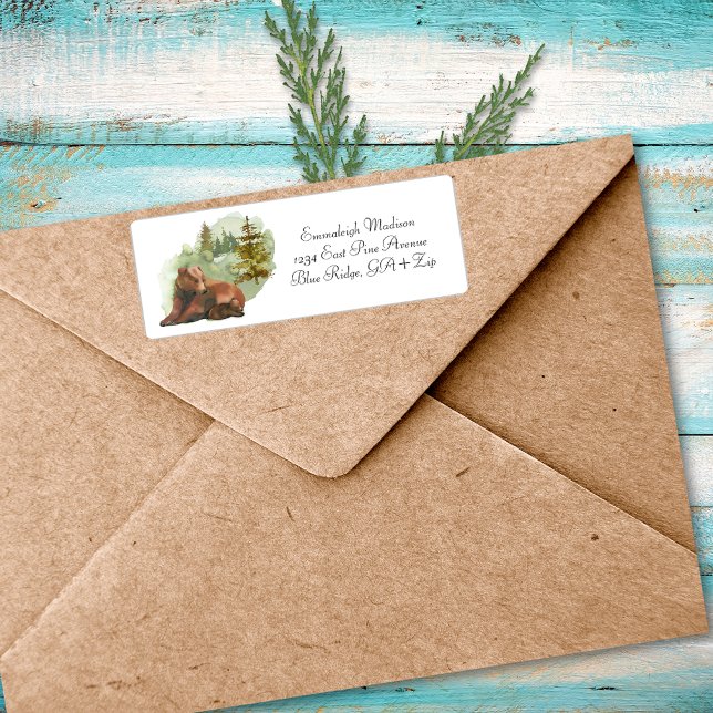 Étiquette Forêt Aventure Ours rustiques (Créateur téléchargé)