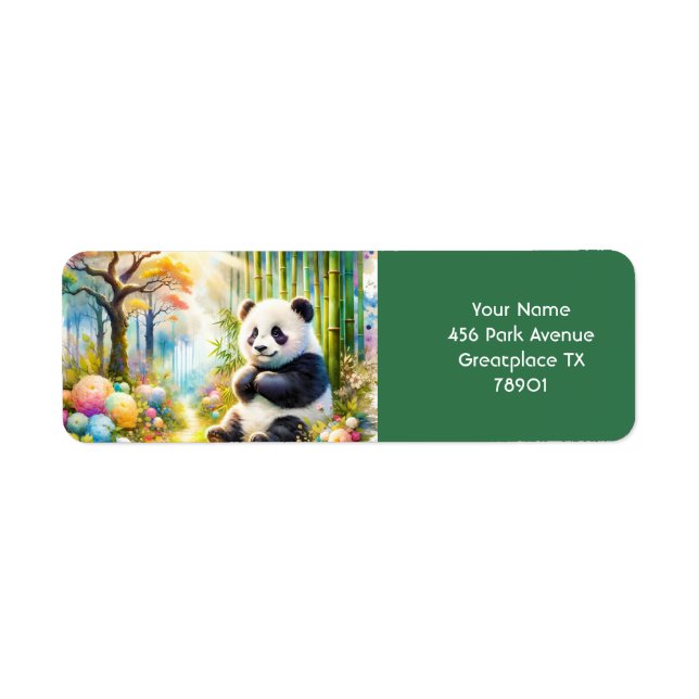Étiquette Forêt de bambou de Panda mignonne Imaginaire (Devant)
