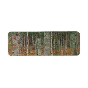 Étiquette Forêt de bouleau par Gustav Klimt, Art Nouveau Vin