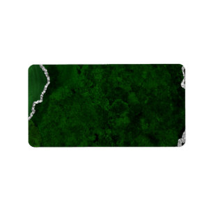 Étiquette Forêt Glamour Verte Marbre Chic Paillettes Argenté