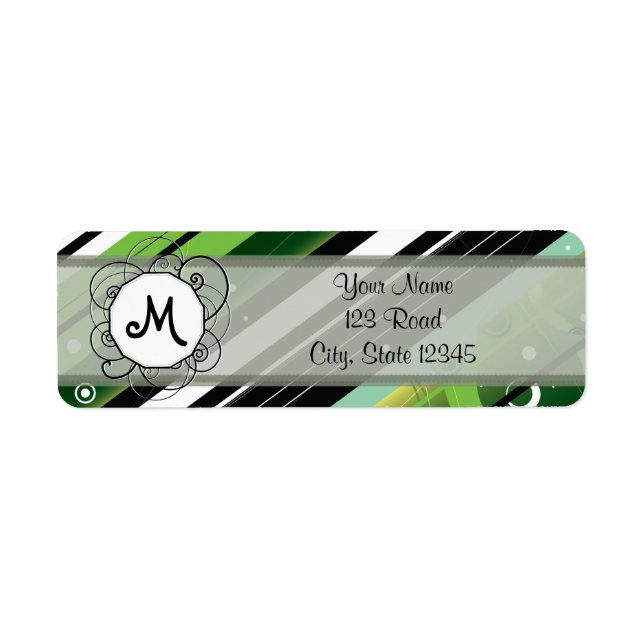 Étiquette Forêt Vert Moderne et Rétro Grandes avec Monogramm (Devant)