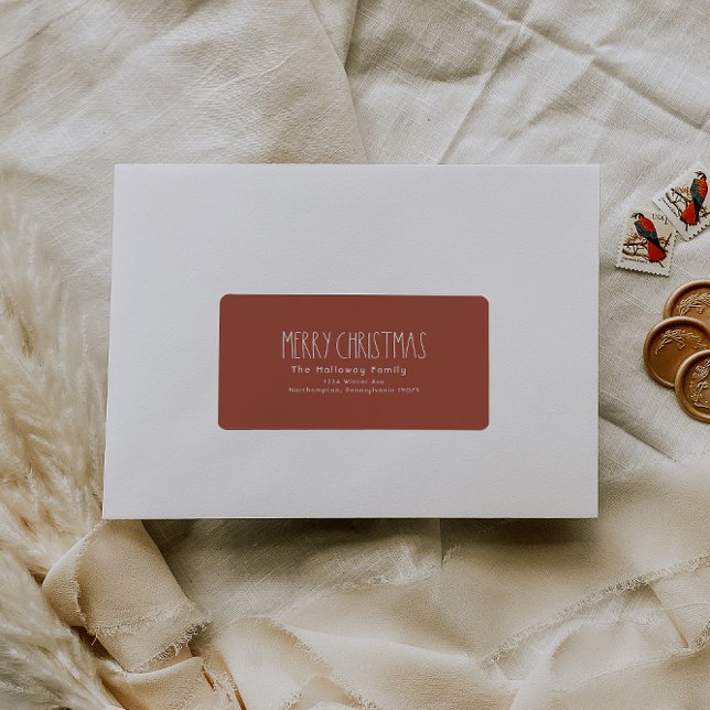Étiquette Forfait Red Boho Christmas Return Adresse (Créateur téléchargé)