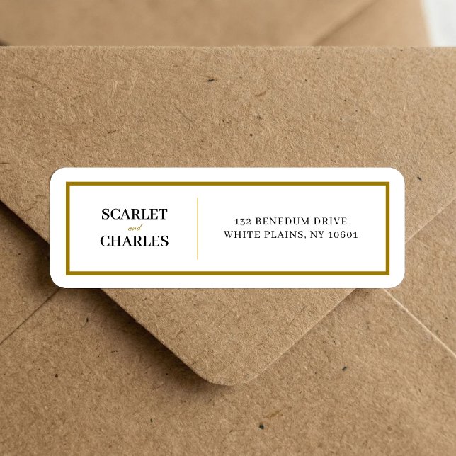 Étiquette Formal Black Gold Monogram Wedding Return Address  (Formal black and gold monogram return address label adds a polished, elegant mailing finish.)