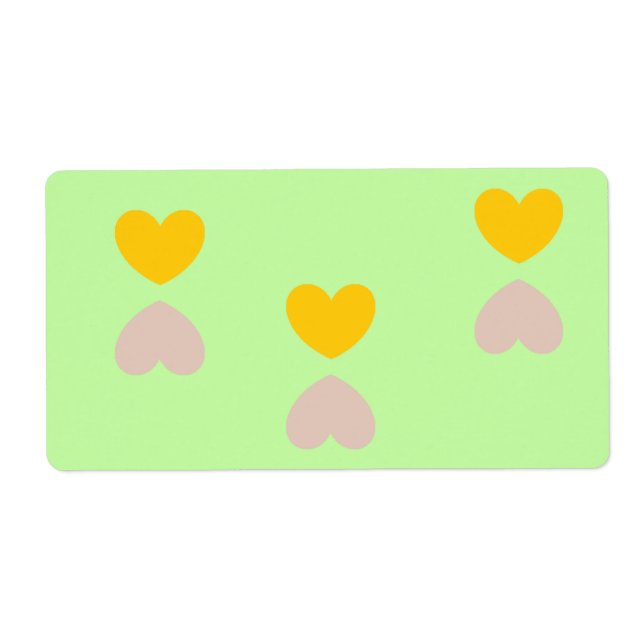 Étiquette Formes de coeur sur vert clair (Devant)