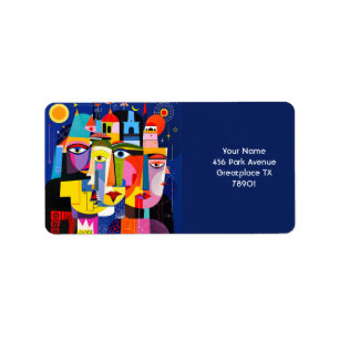 Étiquette Formes de faces Abstraites mignonnes Imaginaires