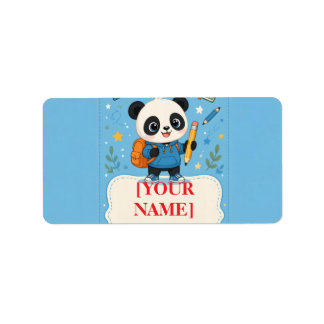 Étiquette Fournitures de rentrée scolaire Panda Mignon