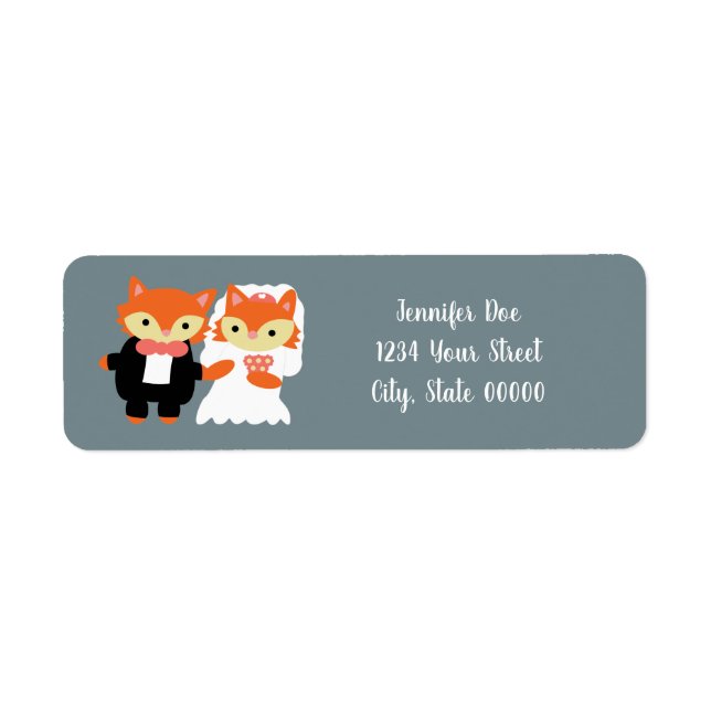 Étiquette Fox Cute Grey Mariage Personnaliser l'adresse de r (Devant)