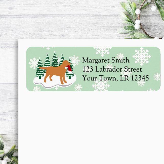 Étiquette Fox Red Labrador À feuillage persistant Adresse de (Fox Red Labrador Evergreen Silhouette Design Return Address Label for Labrador Owners.)