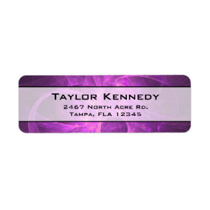 Étiquette Fractale Abstraite rose et violet avec cercles