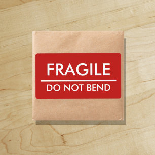 Étiquette Fragile / Ne pas plier en rouge gras Courrier