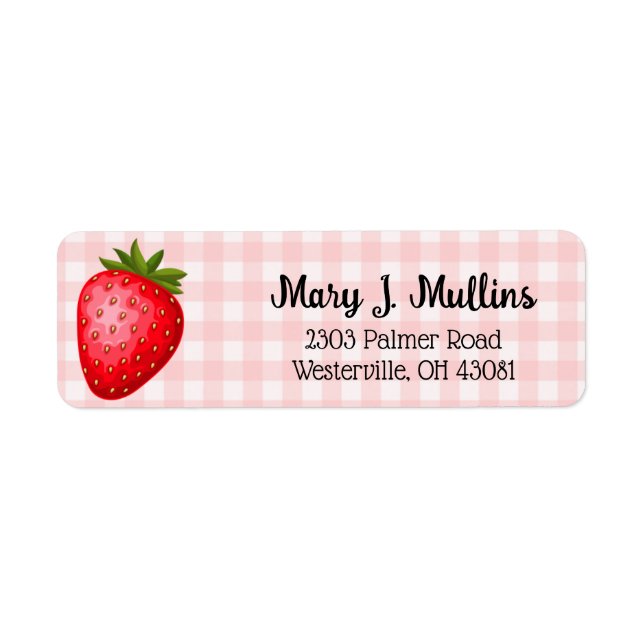 Étiquette Fraise Rose | Gingham Rose (Devant)