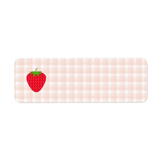 Étiquette Fraise rouge sur En vichy Check. (Devant)