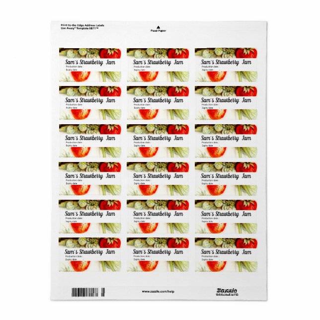 Étiquette fraise vintage - confiture personnalisée (Feuille entière)