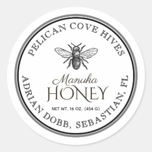 Étiquette français Bee White Honey avec double bor