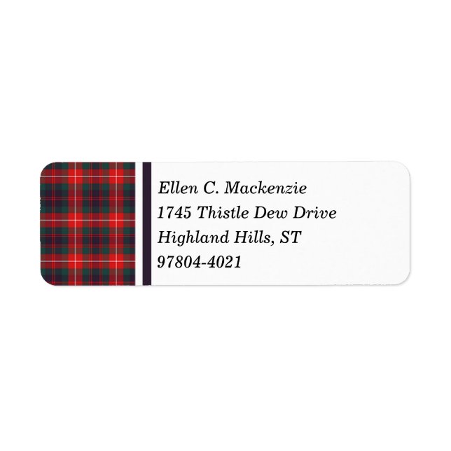 Étiquette Fraser de Lovat Rouge et bleu marine Tartan modern (Devant)