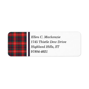 Étiquette Fraser de tartan moderne de rouge de Lovat et de