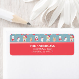 Étiquette French Bulldog Christmas Motif Adresse