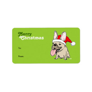 Étiquette French Bulldog Père Noël, un cadeau de Noël