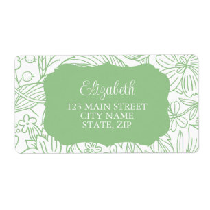 Étiquette Frog Green White Flora Girl Adresse de retour