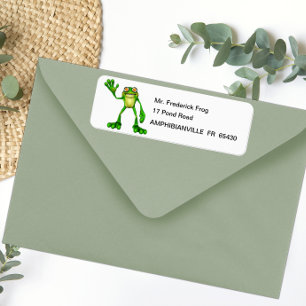 Étiquette Froggie la chouette grenouille à caricatures