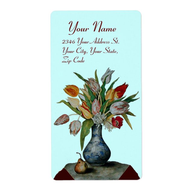 Étiquette FRUITS DE SAISON -TULIPS bleu (Devant)